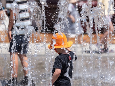 Interactive water feature at Prahran Square